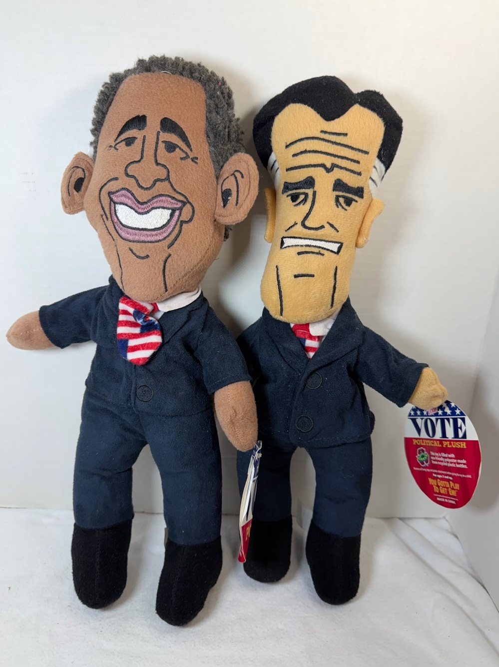 Barack Obama & Mitt Romney Political Plush 15" Dolls Sugarloaf 2012 NWT
